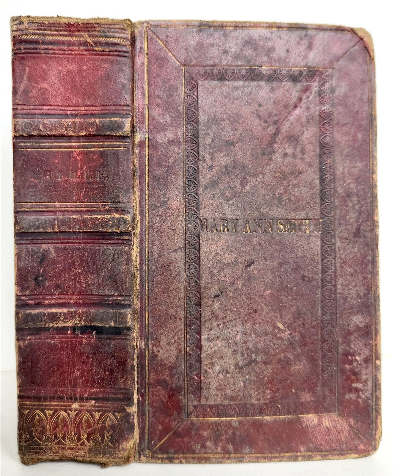 1837 BIBLE in ENGLISH antique MIDDLETOWN CT. Americana NAMED BINDING