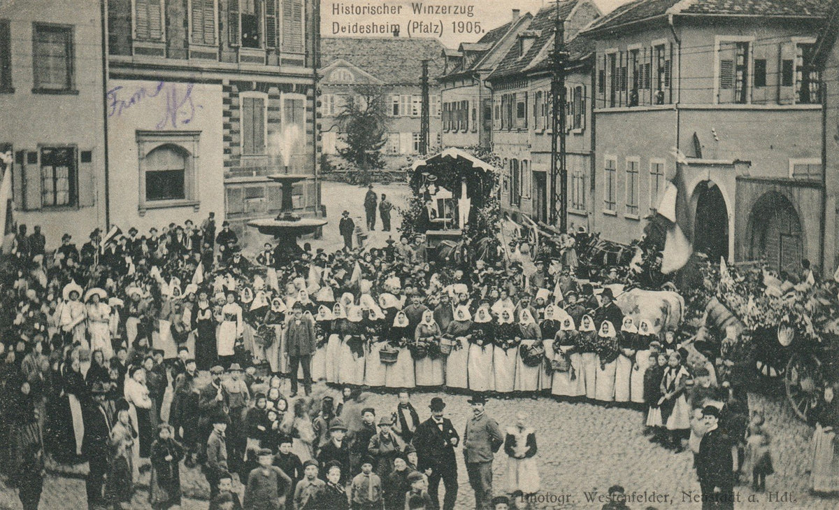 GERMANY WINZERZUG DEIDESHEIM PLATZ 1905 ANTIQUE POSTCARD