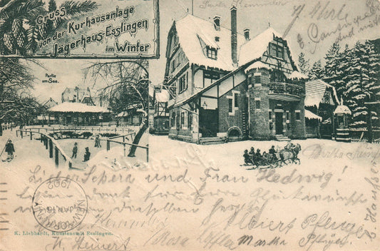 GERMANY KURHAUSANLAGE JAGERHAUS-ESSLINGEN ANTIQUE POSTCARD