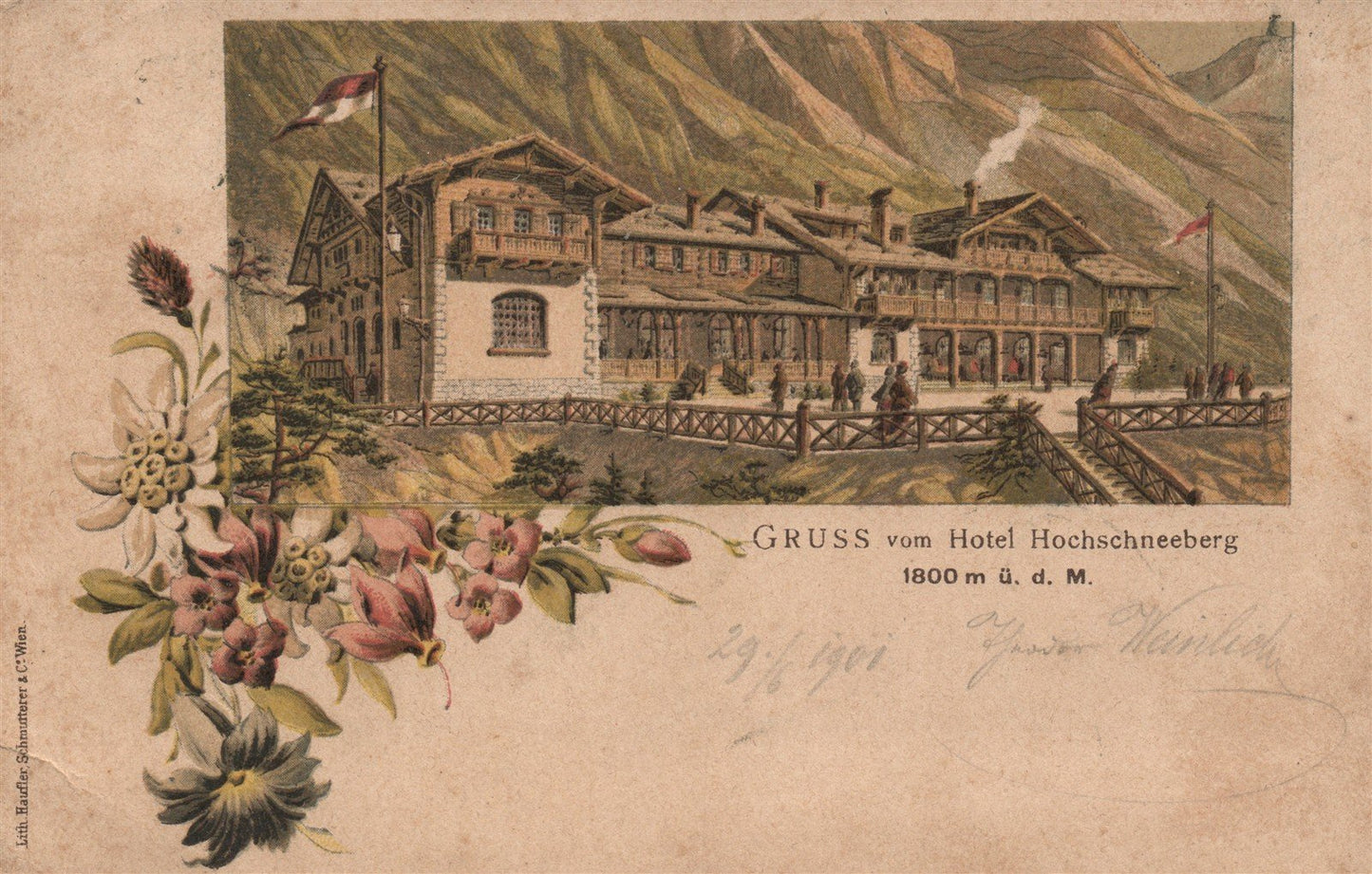 AUSTRIA HOTEL HOCHSCHNEEBERG ANTIQUE POSTCARD