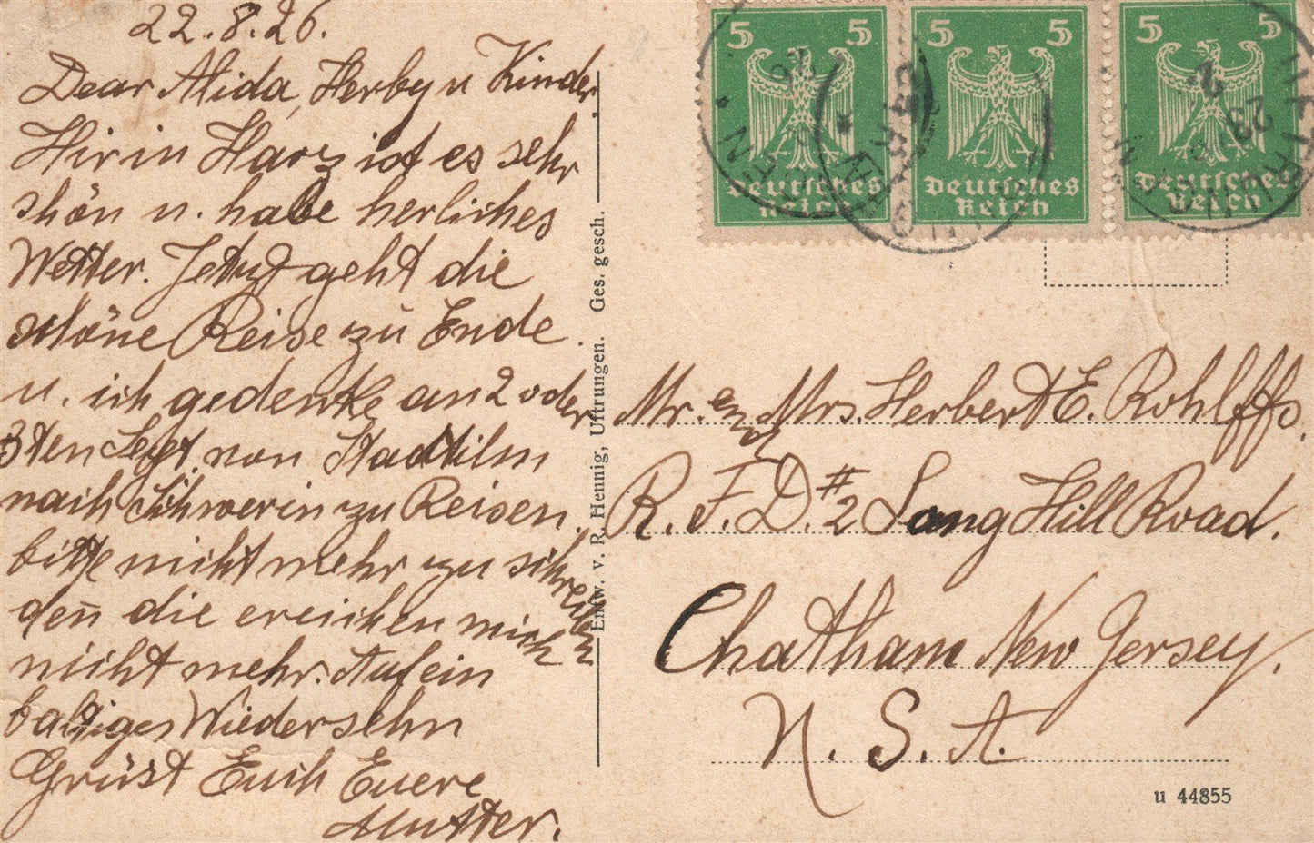 GERMANY KYFFHAUSER DENKMAL BARBAROSSA MONUMENT w/ SONG NOTES ANTIQUE POSTCARD