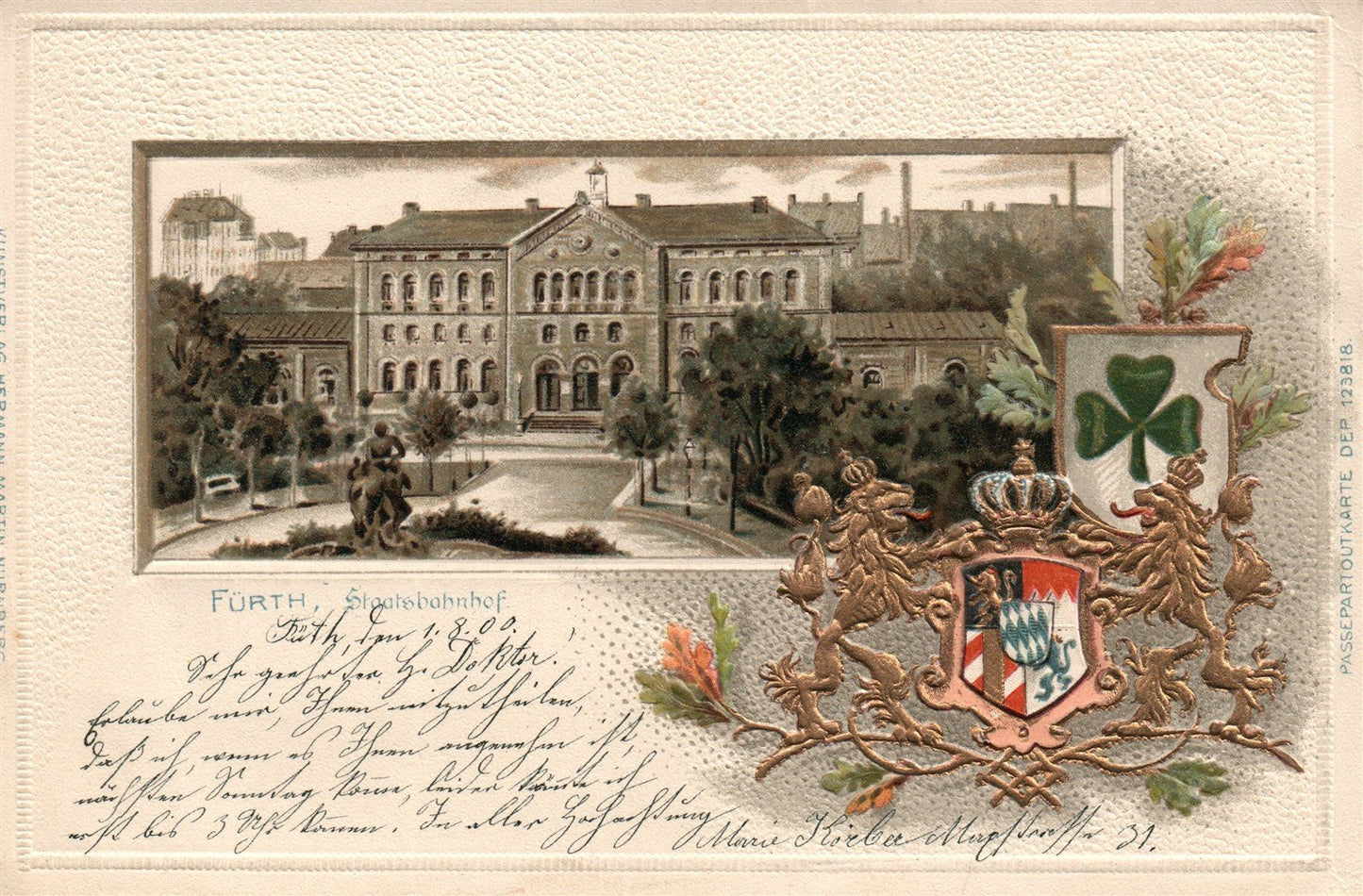 GERMANY FURTH STAATSBAHNHOF ANTIQUE POSTCARD