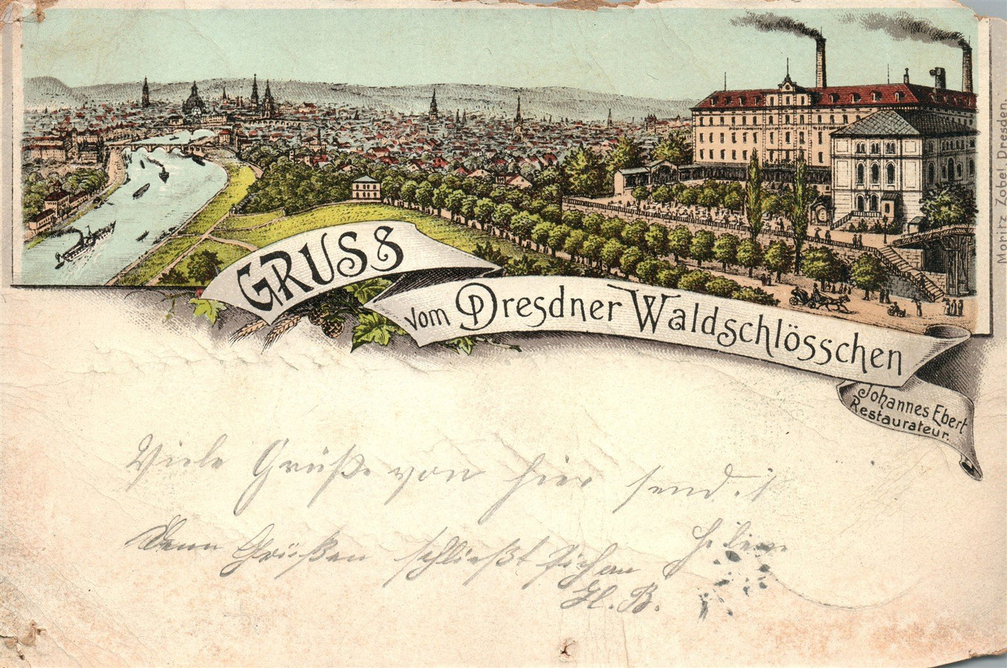 GERMANY DRESDNER WALDSCHLOSSCHEN ANTIQUE POSTCARD
