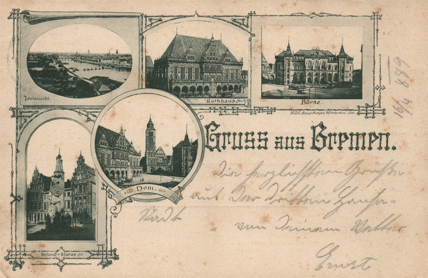 GERMANY BREMEN ANTIQUE POSTCARD
