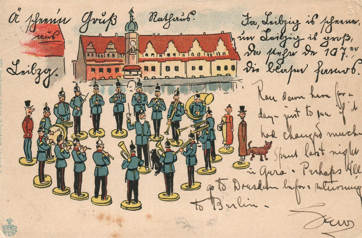 GERMANY LEIPZIG MILITARY BAND ANTIQUE POSTCARD