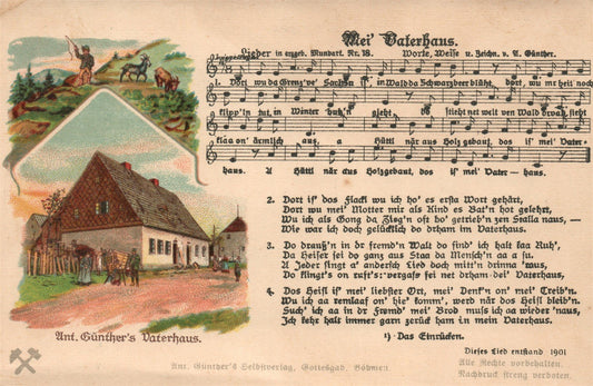 GERMANY GUNTHER'S VATERHAUS SONG ANTIQUE POSTCARD