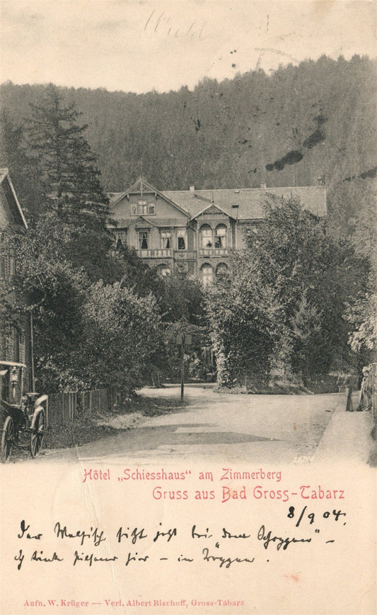 GERMANY BAD GROSS-TABARZ HOTEL SCHIESSHAUS ANTIQUE POSTCARD