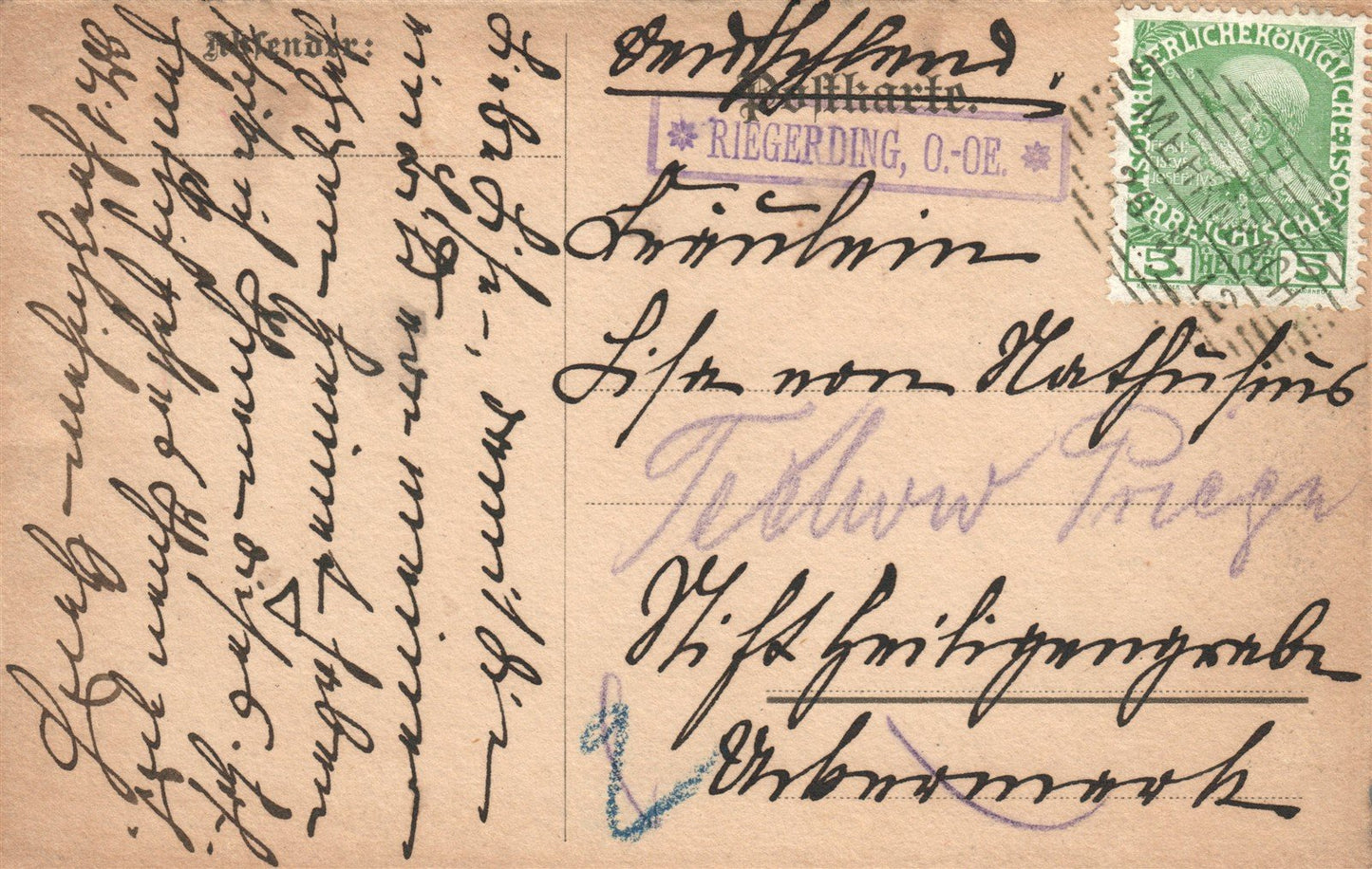 GERMANY SCHLOSS RIEGERDING INNKREIS ANTIQUE POSTCARD