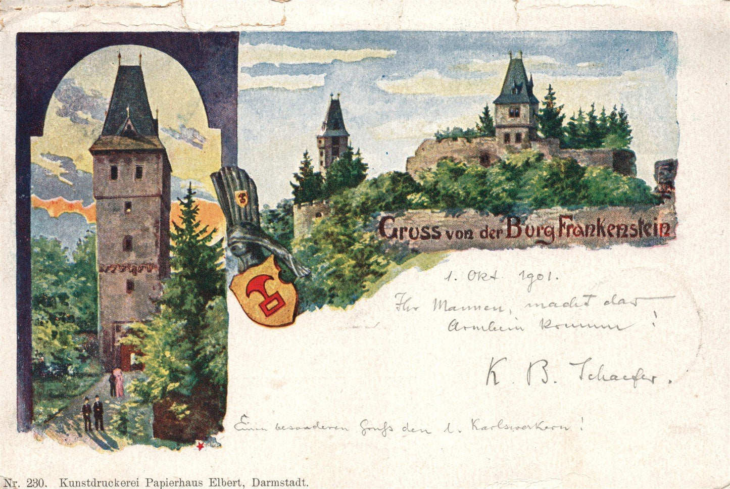 GERMANY BORG FRANKENSTEIN ANTIQUE POSTCARD