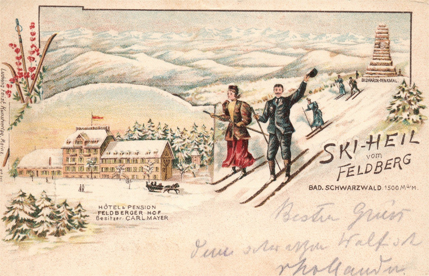 GERMANY FELDBERG SKI HOTEL ANTIQUE POSTCARD