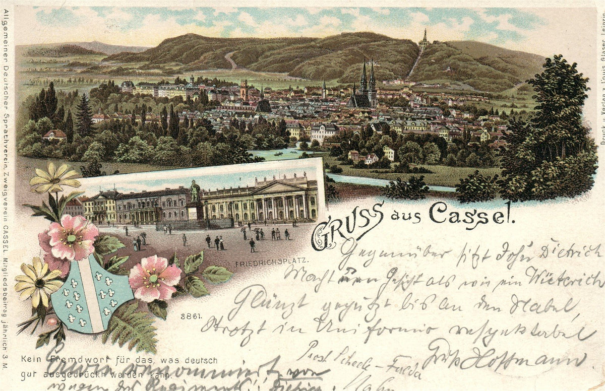 GERMANY GRUSS AUS CASSEL 1898 ANTIQUE POSTCARD