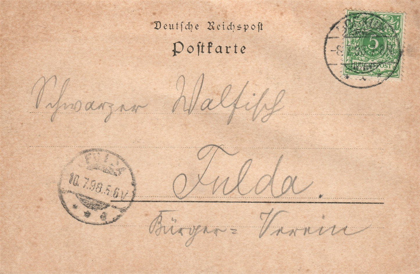 GERMANY GRUSS AUS BORKUM 1898 ANTIQUE POSTCARD