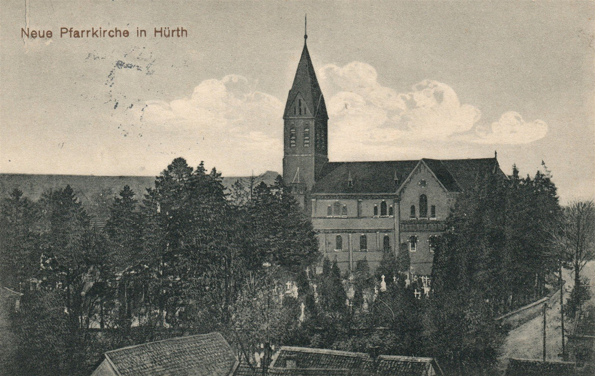 GERMANY NEUE PFARRKIRCHE IN HURTH ANTIQUE POSTCARD