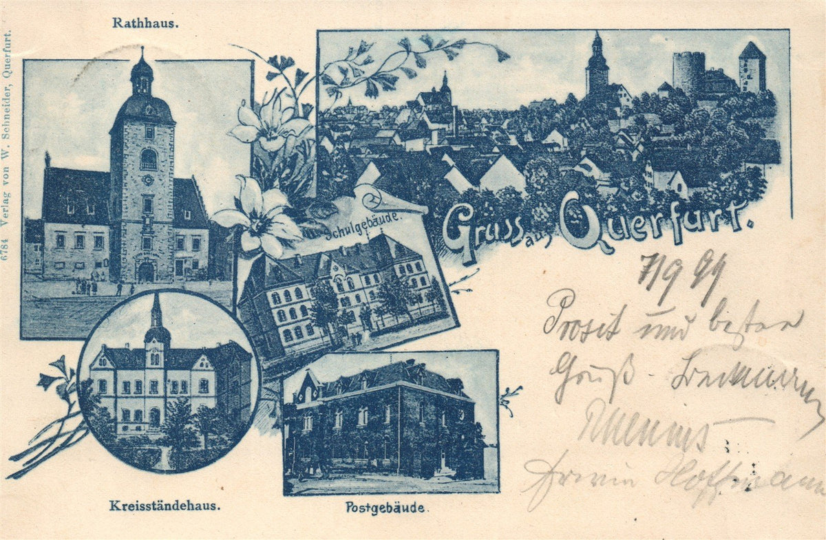 GERMANY QUERFURT 1899 ANTIQUE POSTCARD