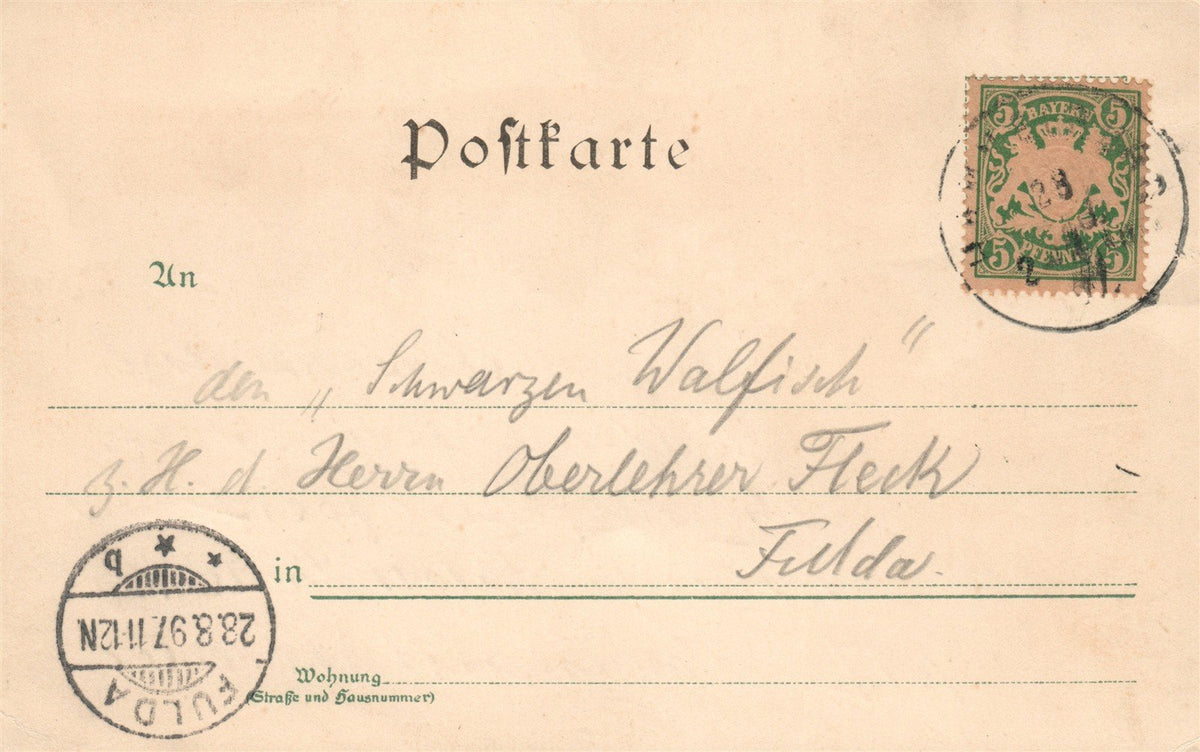 GERMANY GRUSS vom TRUPPEN-UBUNGSPLATZ HAMMELBURG 1897 ANTIQUE POSTCARD