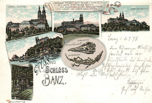 GERMANY GRUSS AUS SCHLOSS BANZ 1898 ANTIQUE POSTCARD