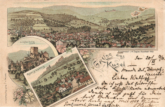 GERMANY GRUSS AUS KUSEL 1896 ANTIQUE POSTCARD