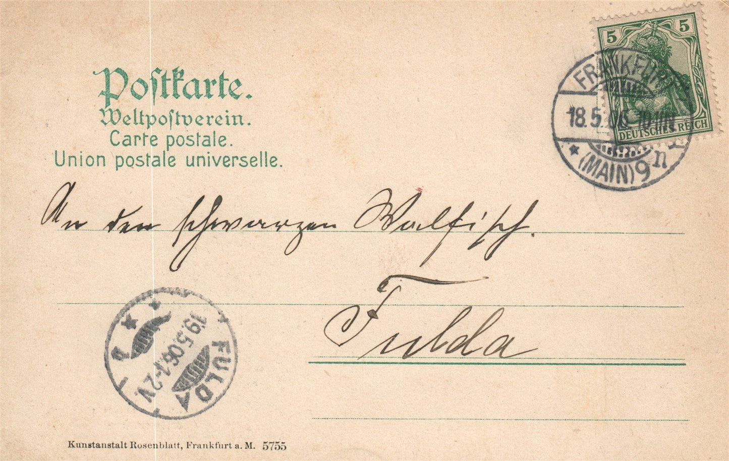 GERMANY FRANKFURT 1906 ANTIQUE POSTCARD