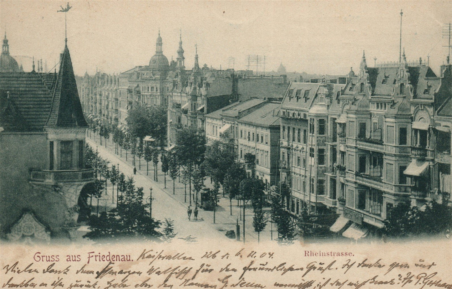 GERMANY GRUSS AUS FRIEDENAU 1904 ANTIQUE POSTCARD
