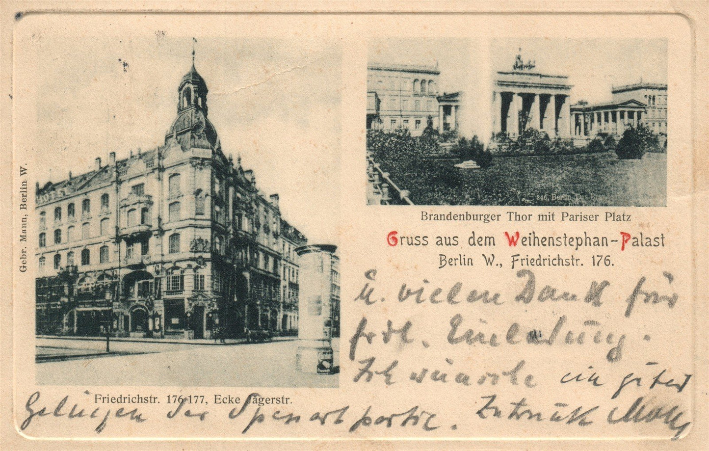GERMANY BERLIN 1906 ANTIQUE POSTCARD