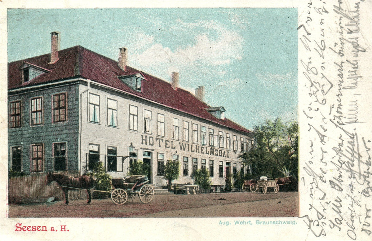 GERMANY SEESEN a.H. HOTEL WILHELMSBAD 1906 ANTIQUE POSTCARD
