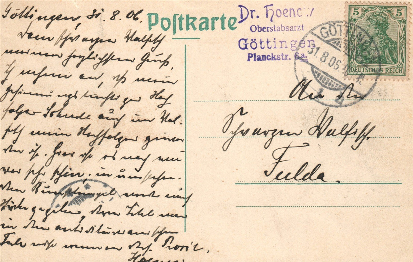 GERMANY GRUSS AUS GOTTINGEN THEATER u. GYMNASIUM ANTIQUE POSTCARD
