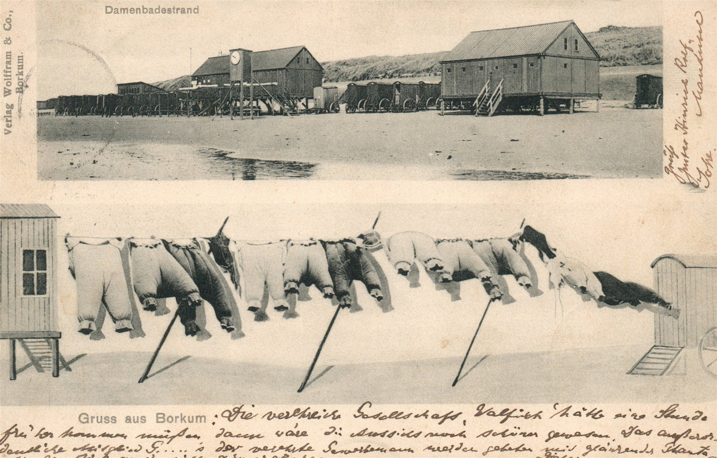 GERMANY GRUSS AUS BORKUM 1902 ANTIQUE POSTCARD