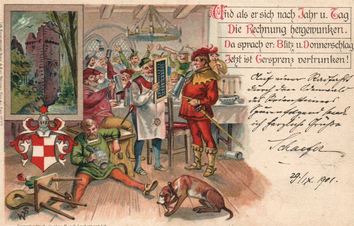 GERMANY 1901 RESTAURANT ADVERTISING ? ANTIQUE POSTCARD