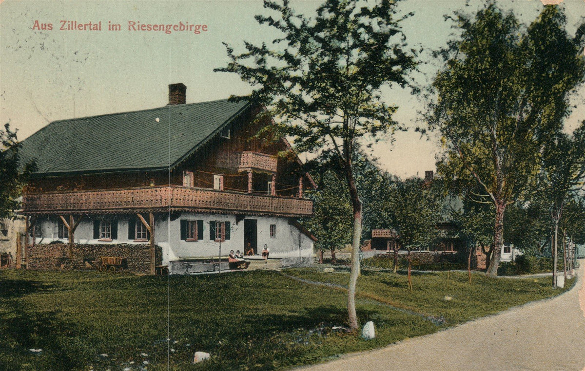 GERMANY AUS ZILLERTAL im RIESENGEBIRGE ANTIQUE POSTCARD