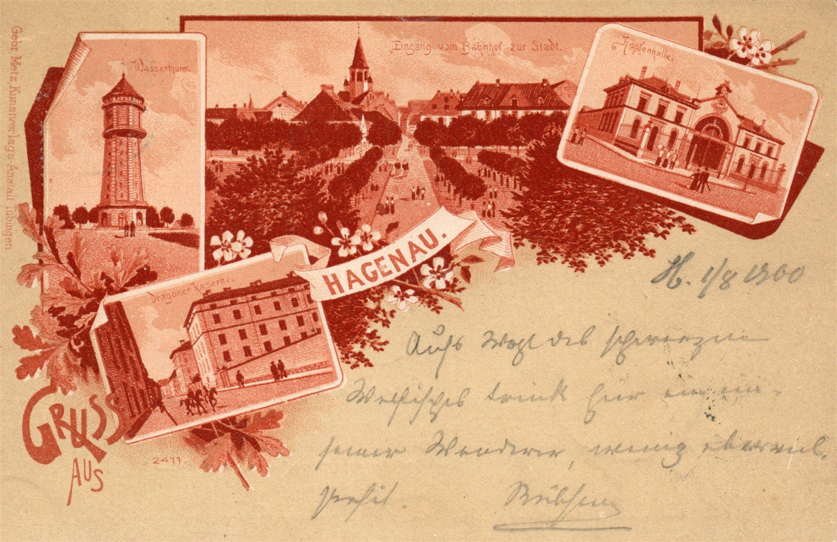 GERMANY HAGENAU 1900 ANTIQUE POSTCARD
