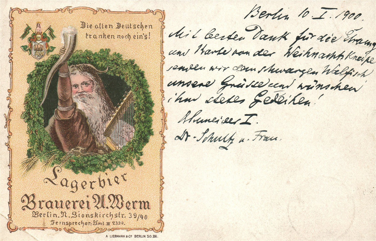 GERMANY 1900 BIER ADVERTISING ANTIQUE POSTCARD
