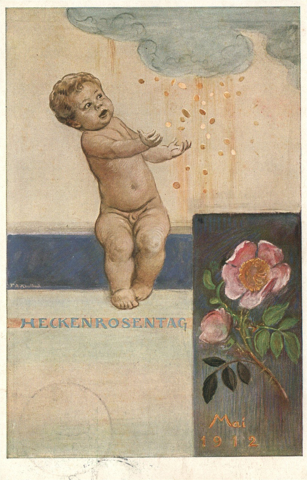 GERMANY ARTIST SIGNED HECKENROSENTAG 1912 ANTIQUE POSTCARD