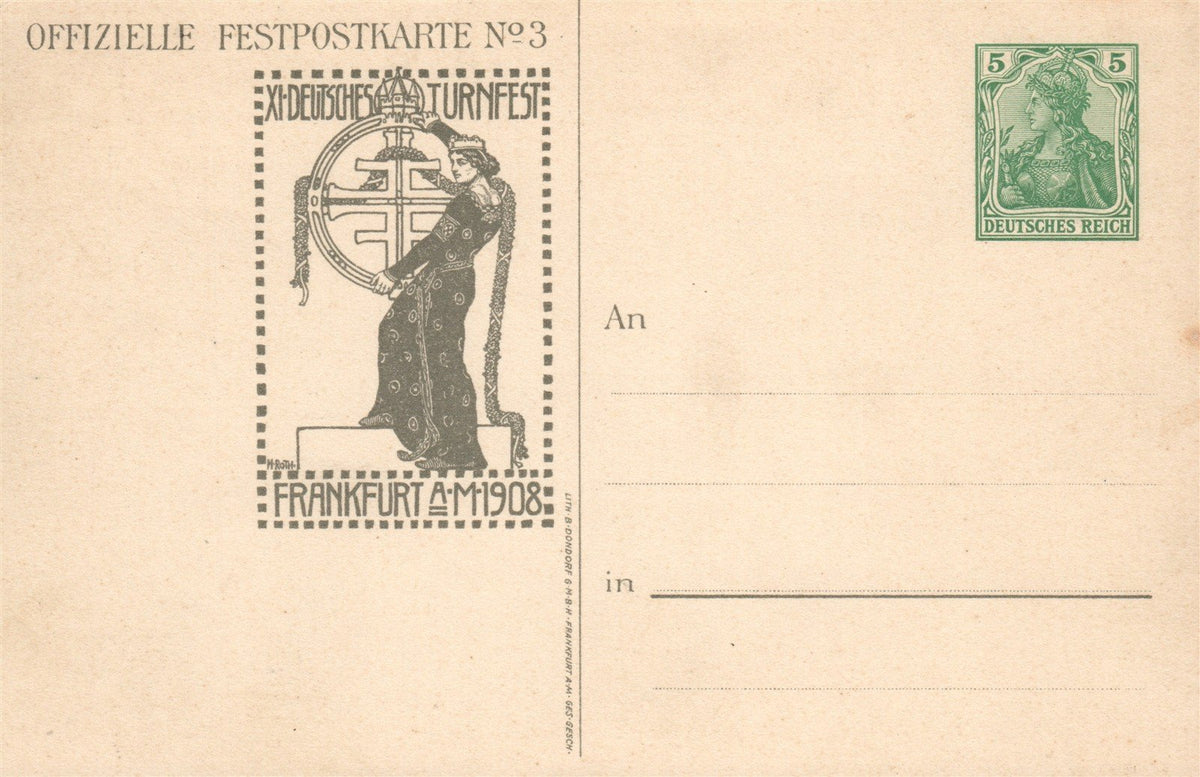 GERMANY 1908 XI. DEUTSCHES TURNFEST ZU FRANKFURT ANTIQUE POSTCARD