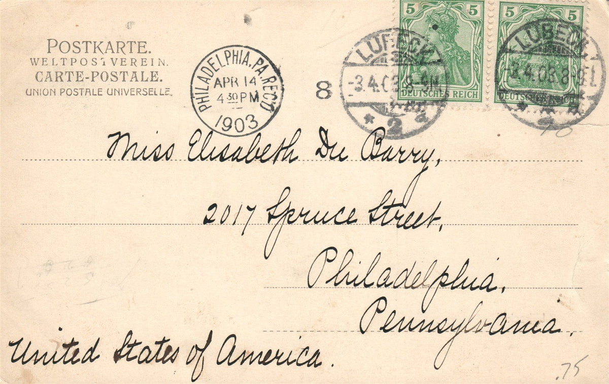 GERMANY LUBECK 1903 ANTIQUE POSTCARD