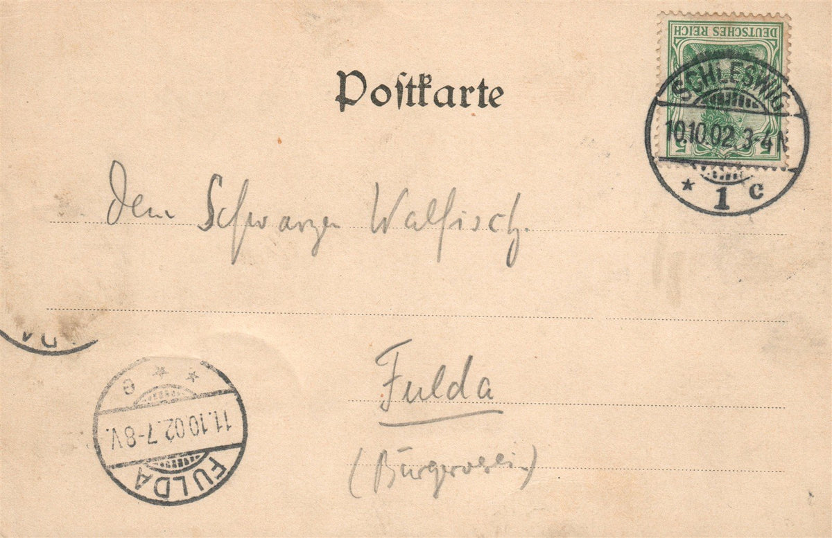 GERMANY SCHLESWIG SCHWANEN-TEICH 1902 ANTIQUE POSTCARD