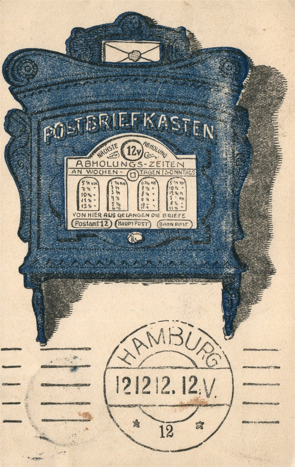 GERMANY HAMBURG 1912 EIN POST-KURIOSUM ANTIQUE POSTCARD philatelic collectable
