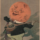 RIGHT JOLLY MOON playing a mandolin ANTIQUE POSTCARD