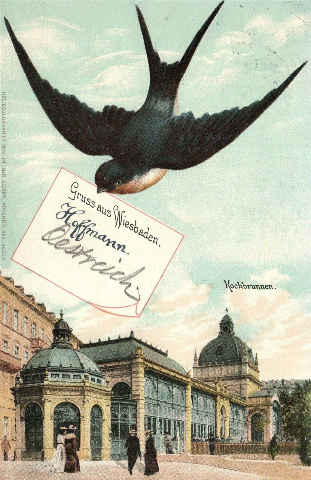 GERMANY GRUSS AUS WIESBADEN ANTIQUE POSTCARD