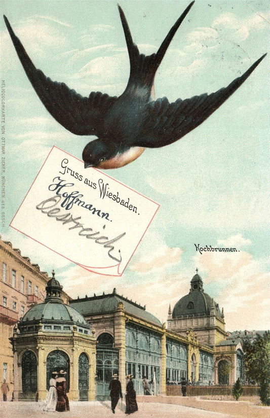 GERMANY GRUSS AUS WIESBADEN ANTIQUE POSTCARD