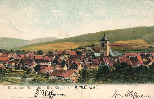 GERMANY GRUSS AUS NEUKIRCHEN 1905 ANTIQUE POSTCARD
