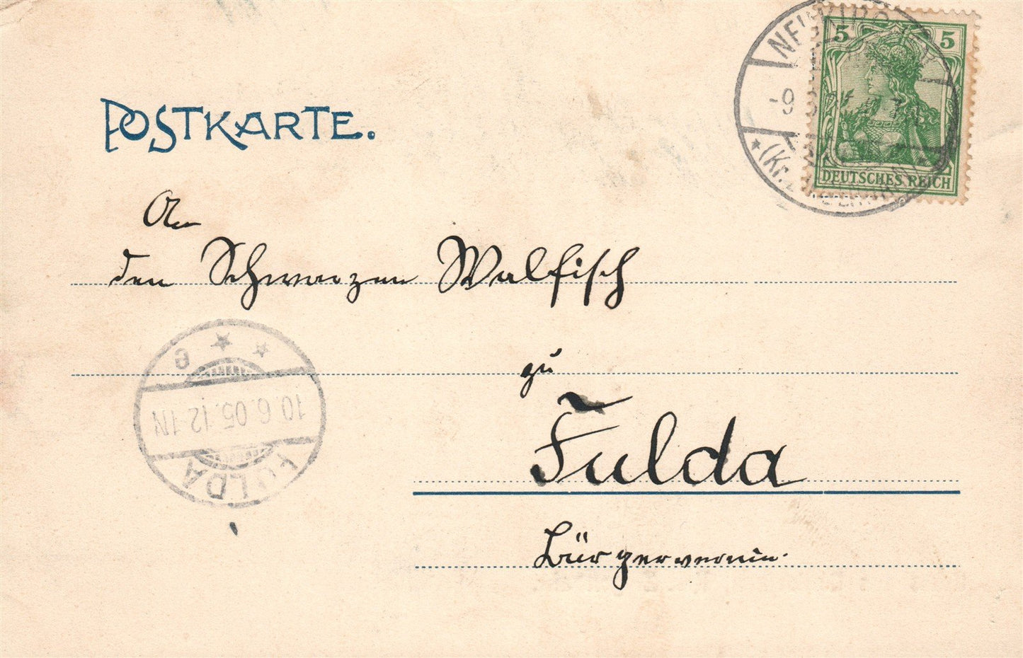 GERMANY GRUSS AUS NEUKIRCHEN 1905 ANTIQUE POSTCARD