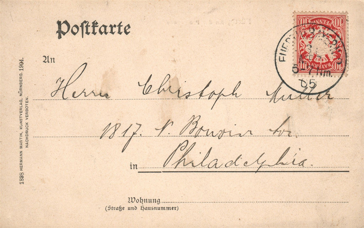 GERMANY FURTH 1905 ANTIQUE POSTCARD