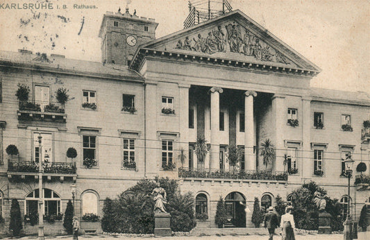 GERMANY KARSRUHE RATHAUS ANTIQUE POSTCARD