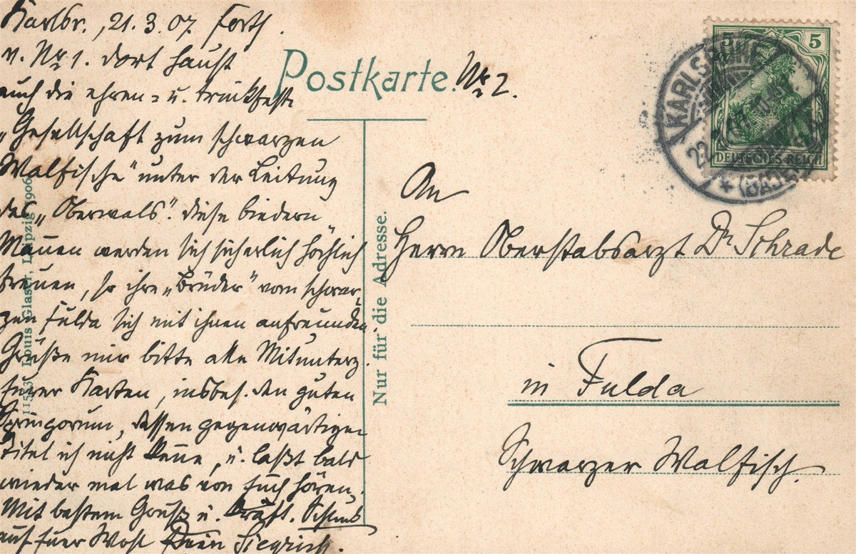 GERMANY KARSRUHE RATHAUS ANTIQUE POSTCARD