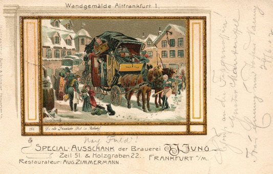 GERMANY FRANKFURT BREWERY ADVERISING for BRAUEREI J.JUNG ANTIQUE POSTCARD