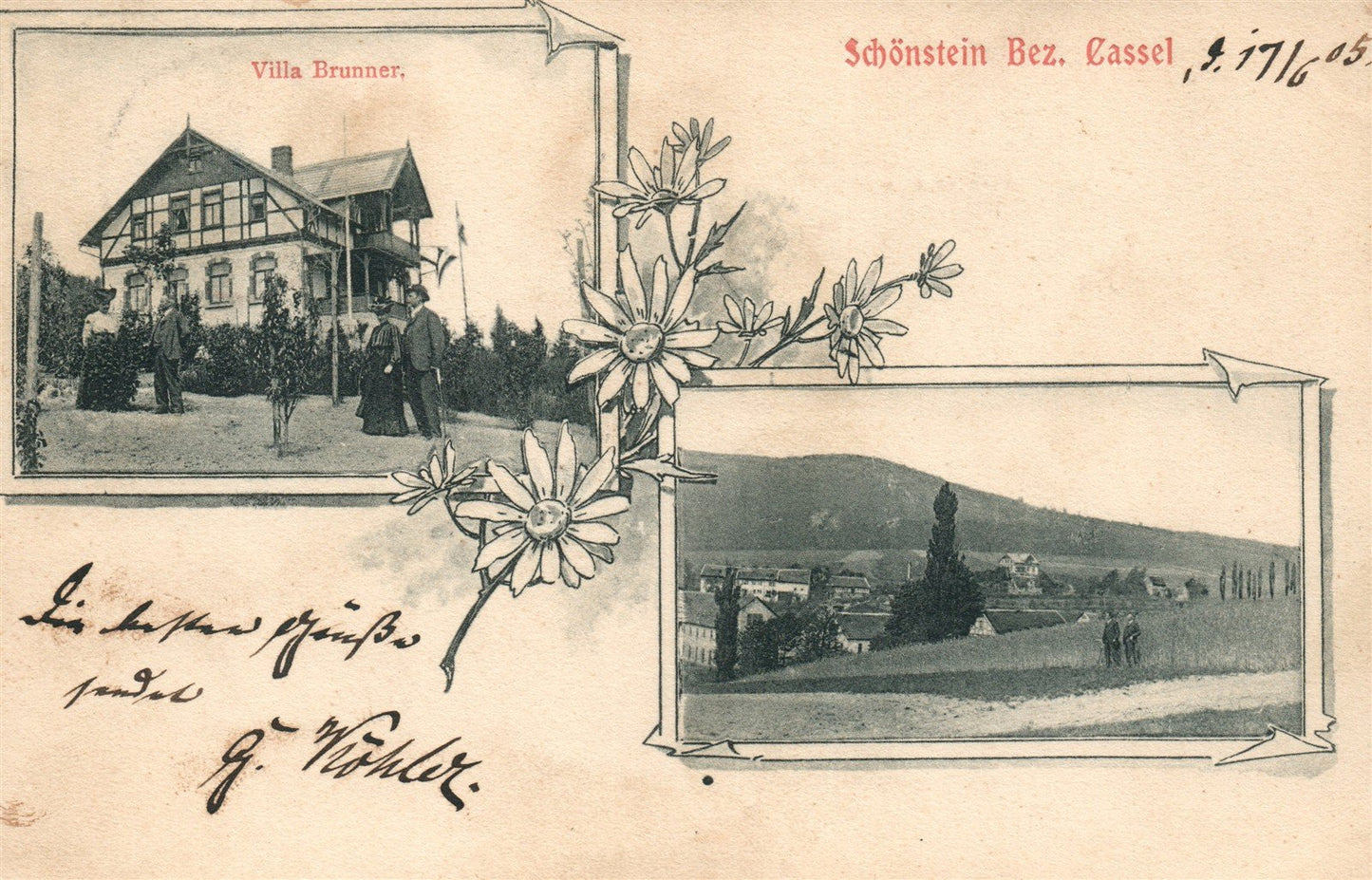 GERMANY CASSEL VILLA BRUNNER ANTIQUE POSTCARD