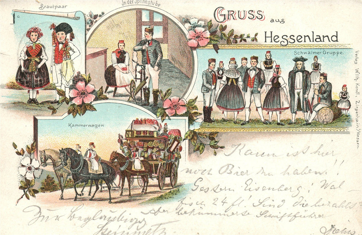 GERMANY GRUSS AUS HESSENLAND ANTIQUE POSTCARD