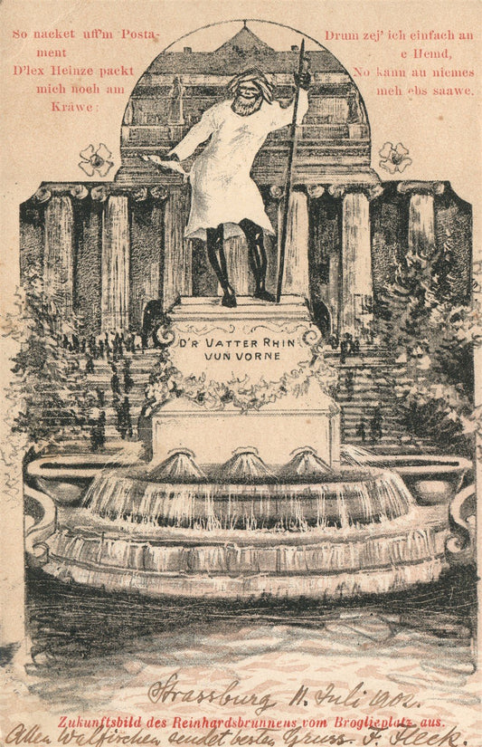 GERMANY STRASBOURG REINHARD FOUNTAIN ANTIQUE POSTCARD