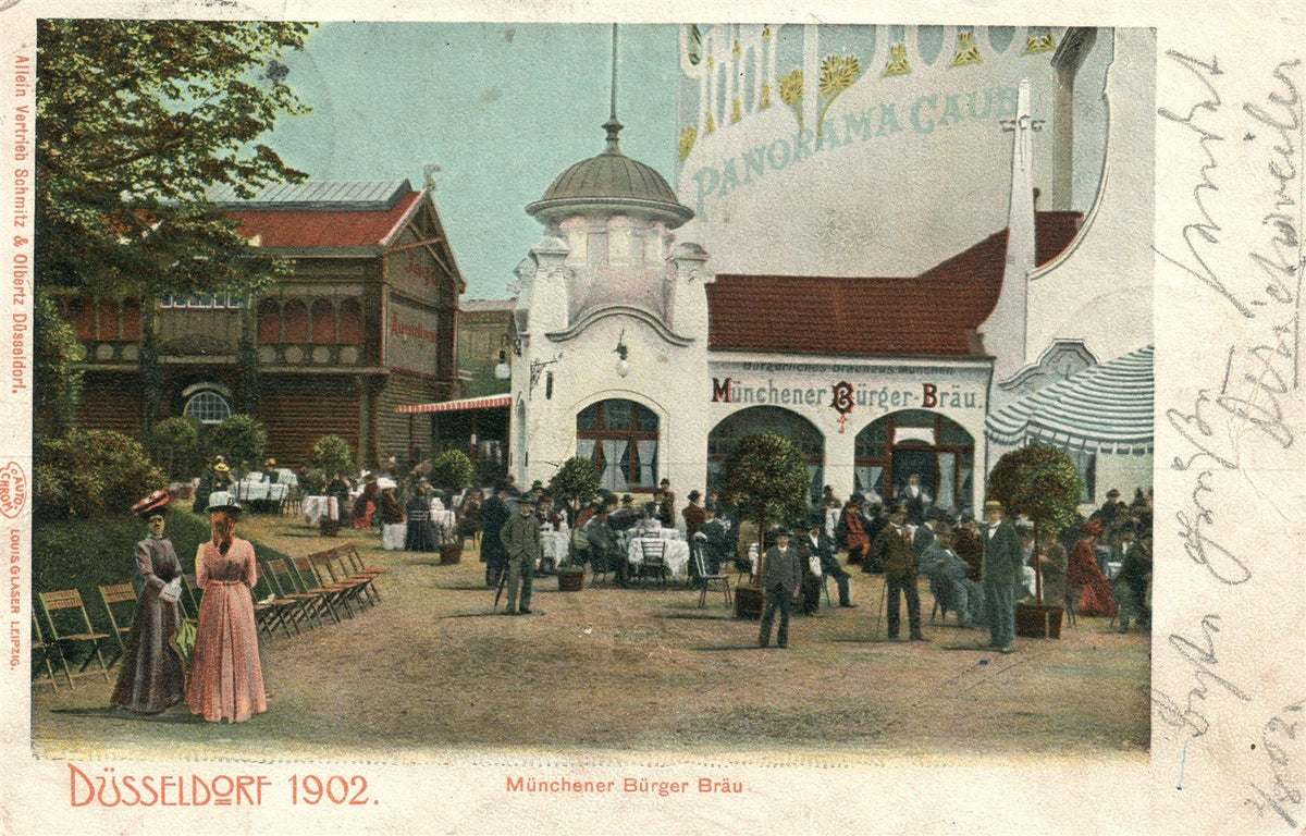 GERMANY DUSSELDORF MUNCHENER BURGER BRAU INDUSTRY EXHIBITION ANTIQUE POSTCARD