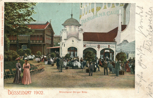 GERMANY DUSSELDORF MUNCHENER BURGER BRAU INDUSTRY EXHIBITION ANTIQUE POSTCARD